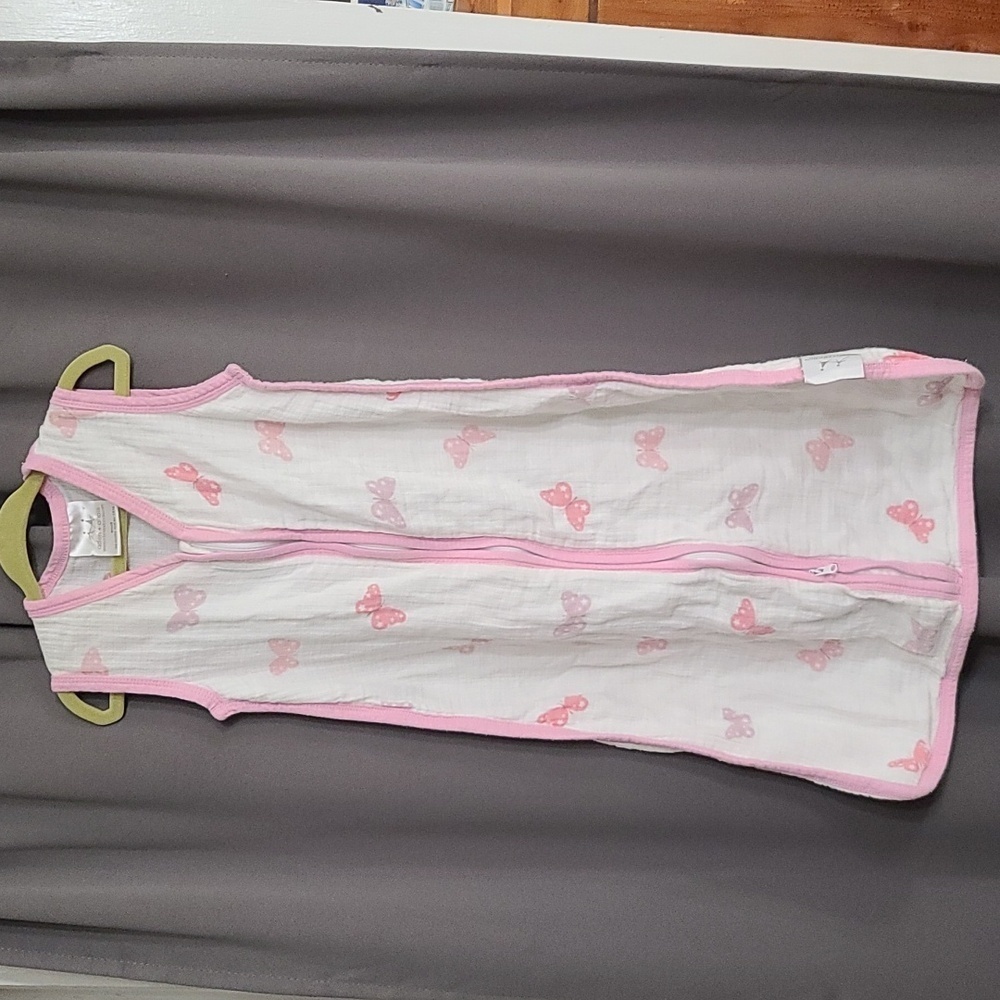 Aden & Anais Infants Sleep Sack Zips Gauzy Cotton‎  Butterflies Sz 0-6 mos EUC